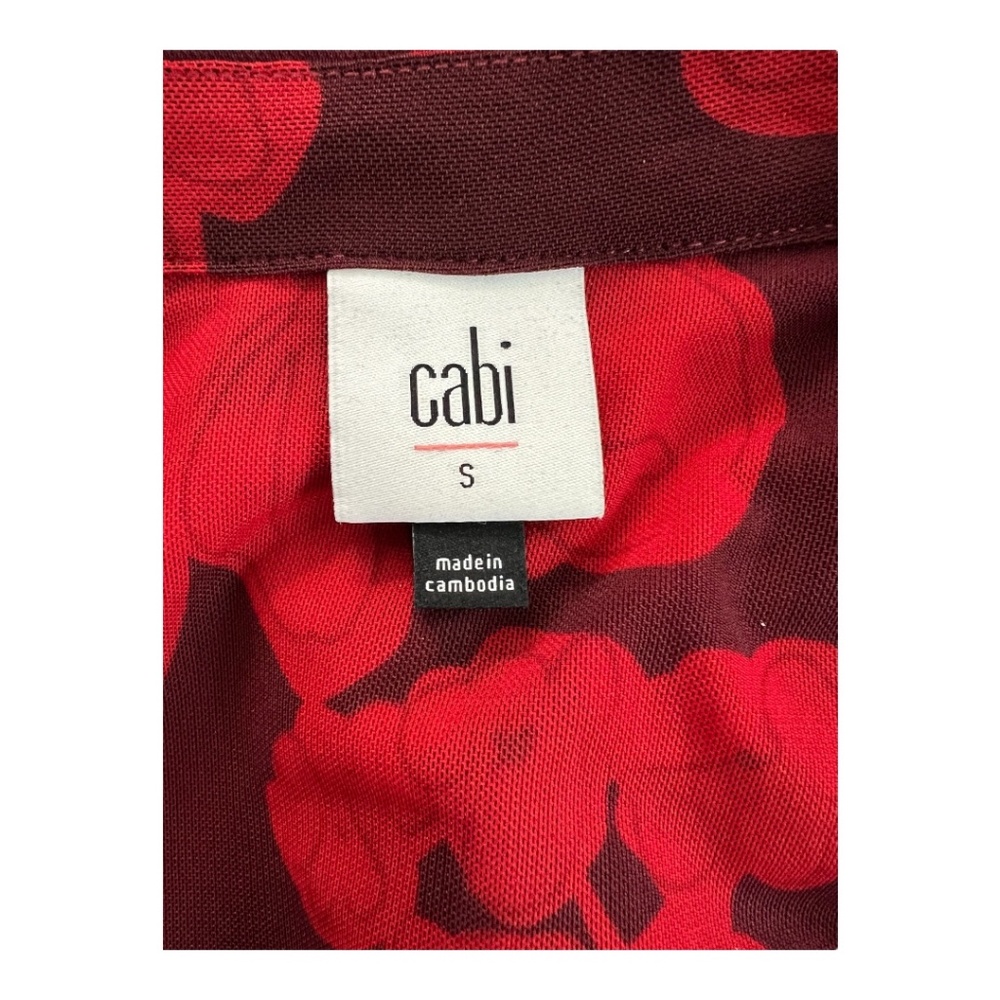 🩸🟣 EUC CABI Deep Red & Plum Floral Mesh Shirt Dress | Sz S - Picture 11 of 11